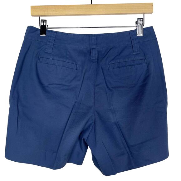 Talbots Size 4 Blue Cotton Stretch Chino Shorts Casual Flat Front Pockets - Picture 2 of 4
